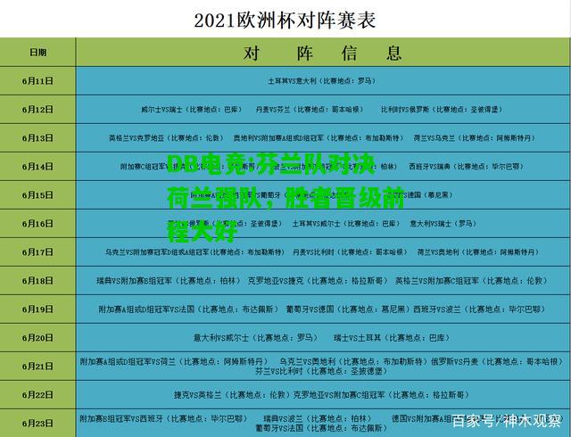 DB电竞:芬兰队对决荷兰强队，胜者晋级前程大好